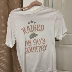 White Graphic Tee with 90's Country Print